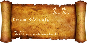 Kremm Károly névjegykártya