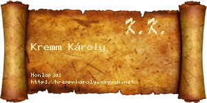 Kremm Károly névjegykártya