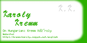 karoly kremm business card